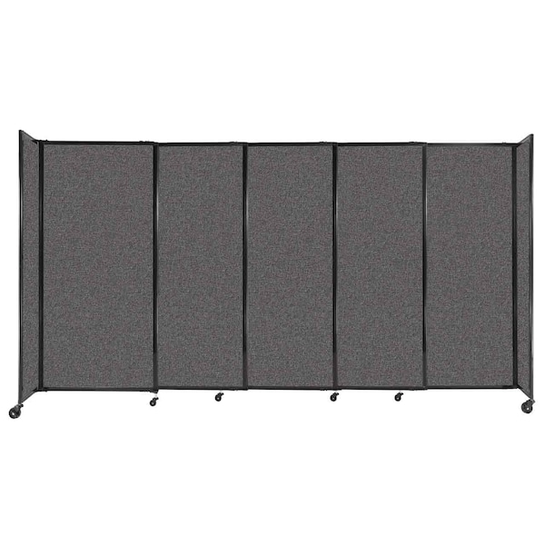 StraightWall Sliding Portable Partition 11'3" x 6' Charcoal Gray Fabric